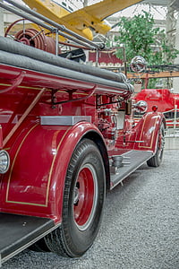 Truk pemadam kebakaran, api, antik, retro, merah, Auto, oldtimer