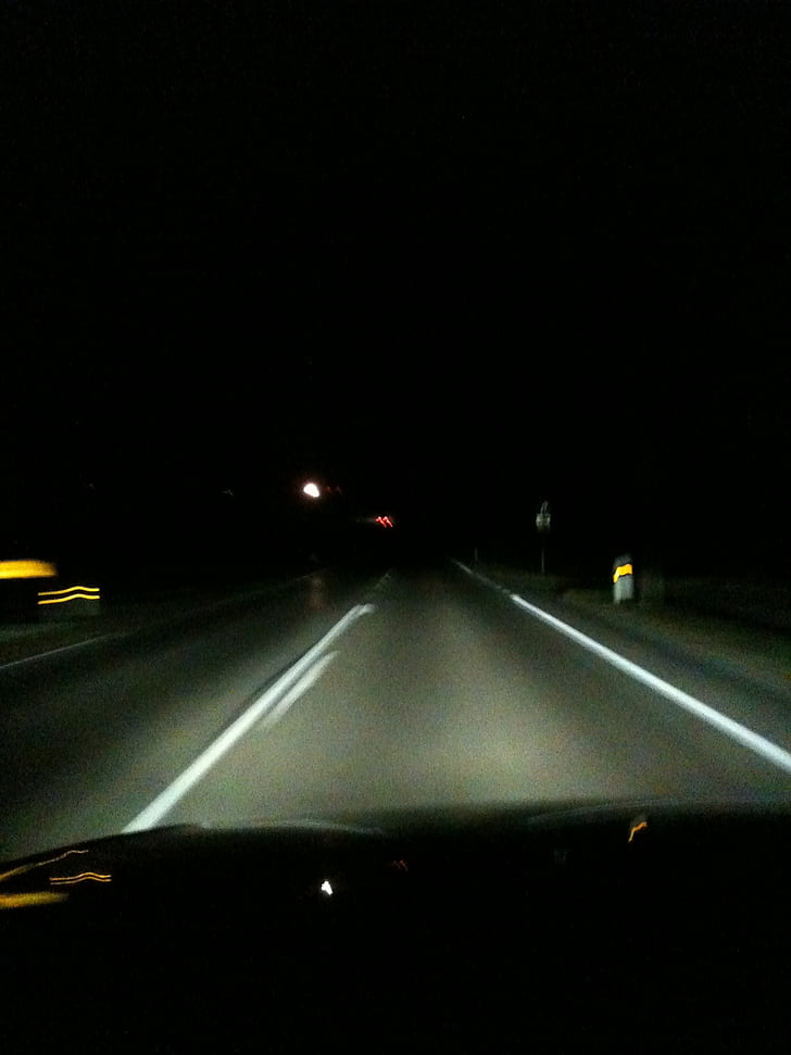 night drive, highway, darkness