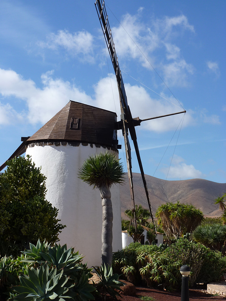 vindmølle, Fuerteventura, himmelen