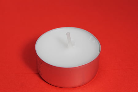 tealight, unused, wax, candle, wax candle, red, wick