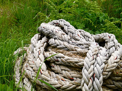 露水, 绳子, 自然, 端口, 捕鱼, 绳索, 皮带