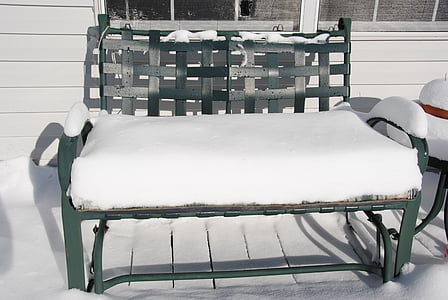 žiemą, kėdė, sniego