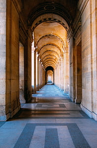 hallway, without, people, photography, arch, stone, architecture