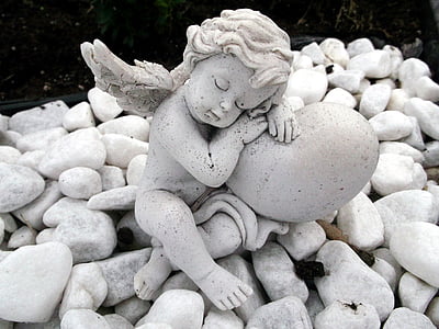 Angel, tro, kirkegård, håber, figur, skulptur