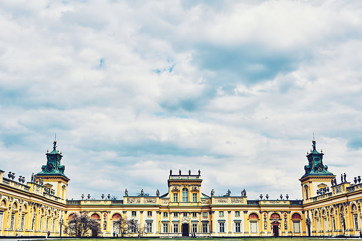 Architektúra, barokový, budova, oblaky, múzeum, Palace, Poľsko