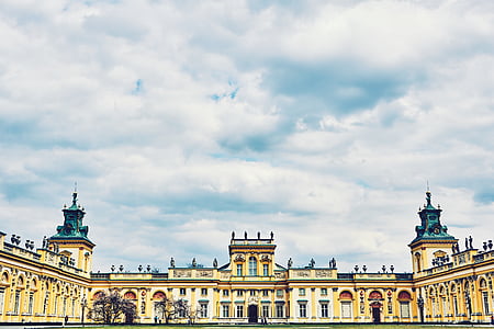 architecture, baroque, bâtiment, nuages, Musée, Palais, Pologne