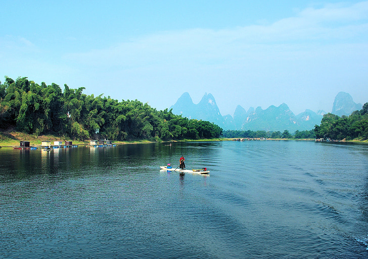 China, Li River, peisaj, pescuit, căpăţână de zahăr, Cormoran