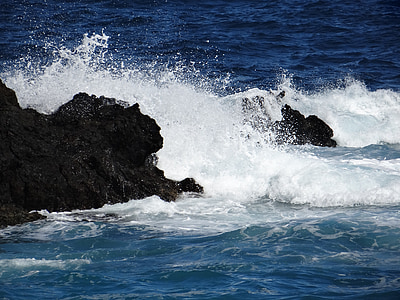 wave, sea, ocean, stormy, spray, rock, water wave