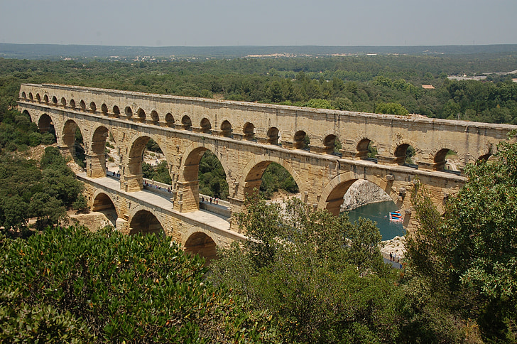 nyári, Holiday, Franciaország, Arch, híd - ember által létrehozott építmény, vízvezeték, történelem
