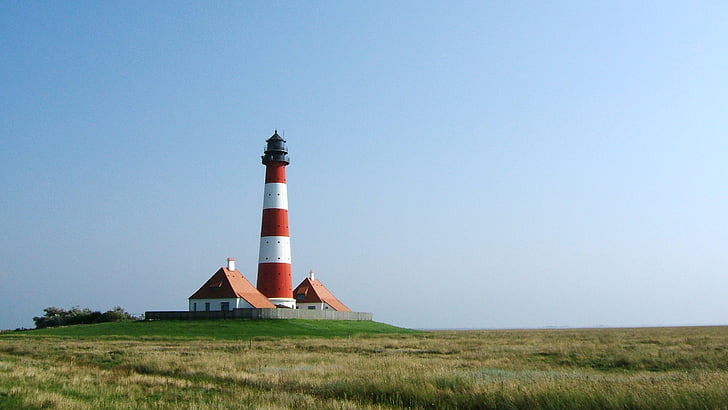 Nordsøen, Lighthouse, watt, Vadehavet, Nordfrisland, Westerhever, Mecklenburg