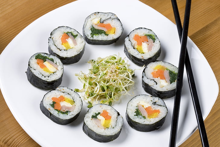 Japoński, jedzenie, kolacja, Sushi, Owoce morza, Japonia, posiłek