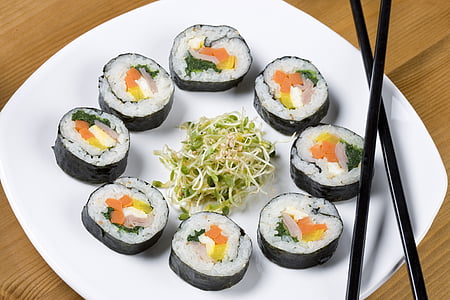 japanese, food, dinner, sushi, seafood, japan, meal