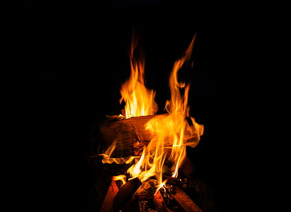 brand, flamme, træ, trækul, aske, røg, varme