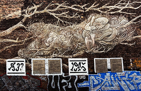 Graffiti, bức tường, phá hoại, bản vẽ, Béc-lin, thành phố lớn, Đức