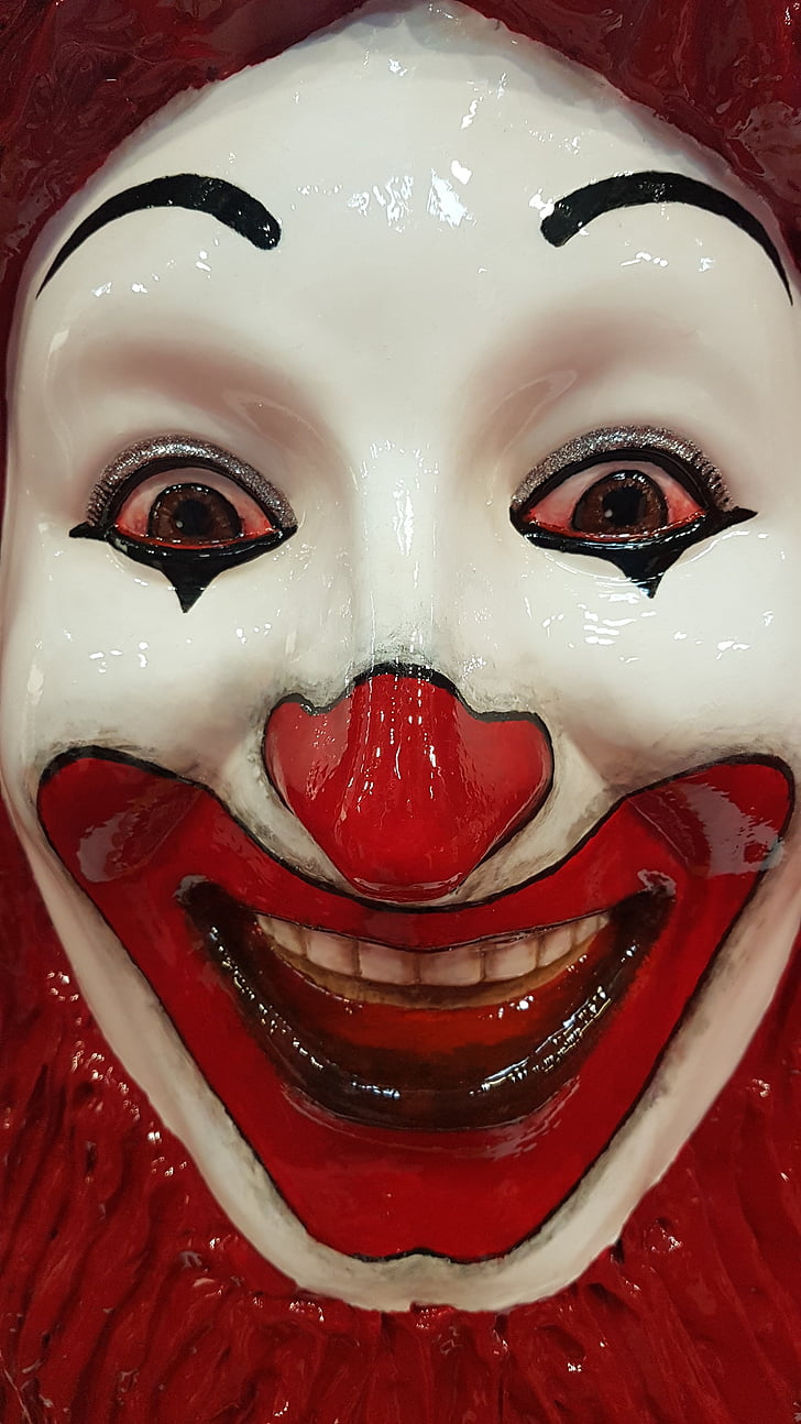 clown, the art fair, bologna, red, human body part, human face, looking at camera