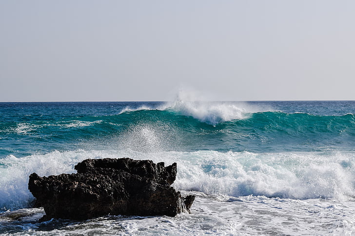 хвилі, скелястий берег, море, води, Природа, синій, сплеск