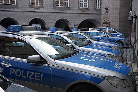 auto della polizia, Autos, polizia, veicoli, blu, argento, forze di polizia