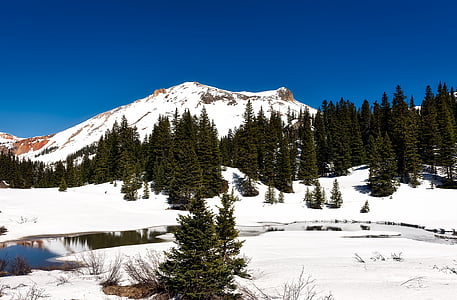 Colorado, winter, sneeuw, Bergen, vallei, Stream, Creek