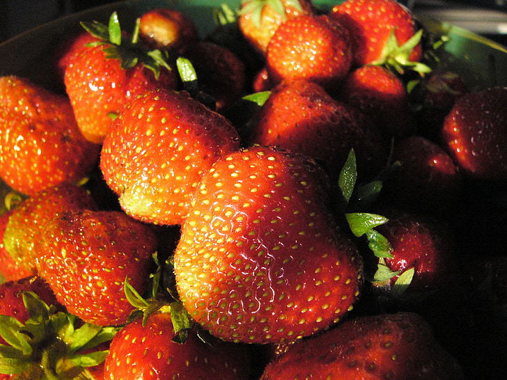 bayas, fresas, macro, saludable, dulce, fresco, rojo