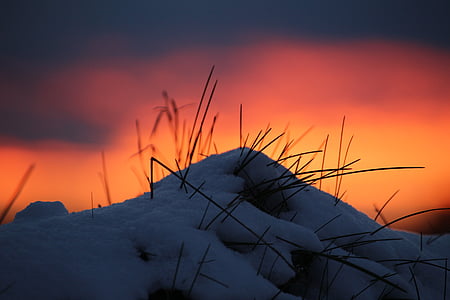 vinter, Afterglow, Sunset, sne, abendstimmung, vinterlige, natur