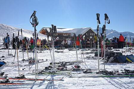domaine skiable, Arlberg, Ulmer hütte, bâtons de ski, ski, hiver, montagnes