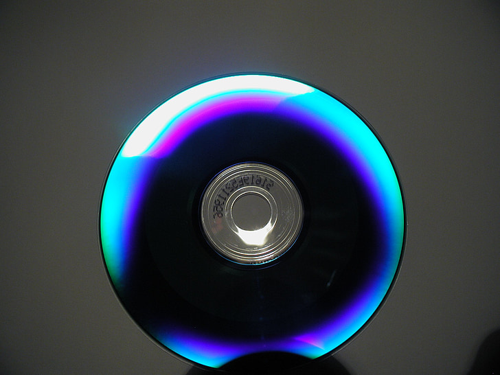 DVD, CD, disco, reflexão, azul, shimmer, prata