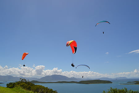 paragliding, krajina, oceán, Tichomoří