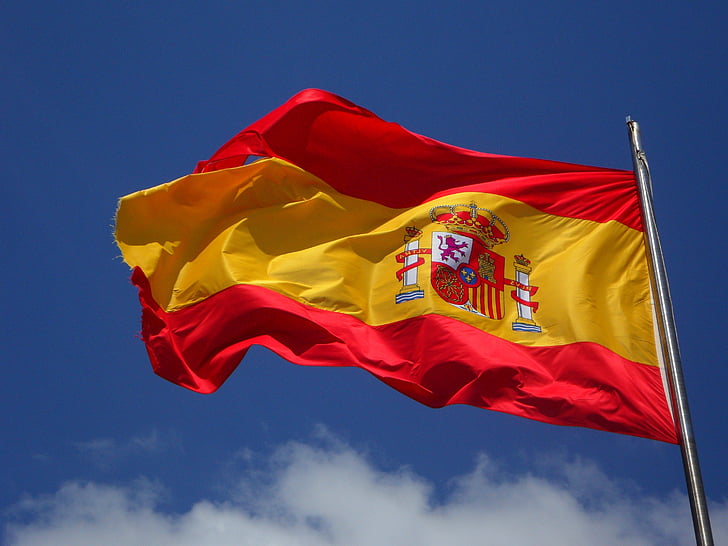 Fotografie, rot, gelb, Löwe, gedruckt, Himmel, Spanien