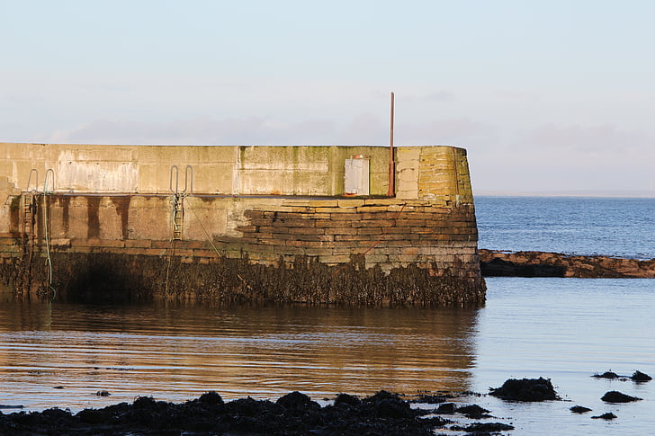 Σκωτία, Caithness, skarsferry, Σβάρνα, λιμάνι σβάρνα, στη θάλασσα, λιμάνι τοίχο