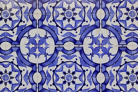 keramik, Portugal, fliser, væg, der dækker, regelmæssig, mønster