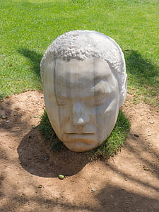 hoofd, standbeeld, Tuin, in slaap
