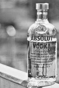 alkohol, minuman, objek, kaca, hitam, putih, hitam dan putih