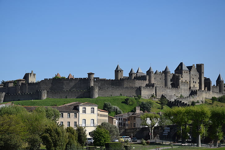 carcasone, Франция, Крепость, Замок, средневековый, Архитектура, средние века