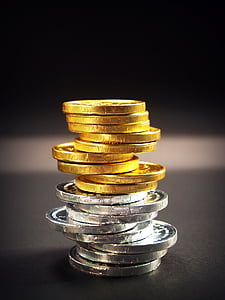 monētas, Zelts, naudā, izolēta, tornis, ekonomika, likme