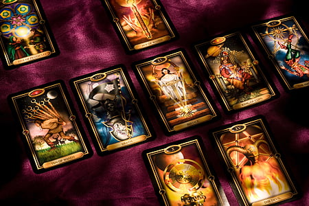 Tarot, karty, karta, proroctvo, tmavé, svetlo, tiene