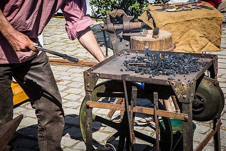 blacksmith, forge, iron, fire, glow, craft, tool
