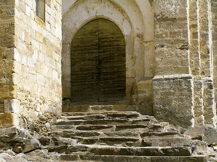Église, entrée, vieux, France, Dordogne