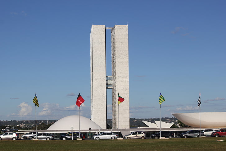brasilia, buildings, twins, architecture, modern, twin towers