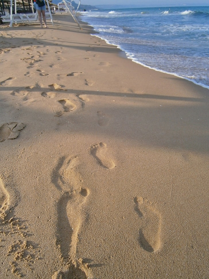 Bulgarije, zee, zand, strand, voetafdruk in het zand, Sunny beach, zomer