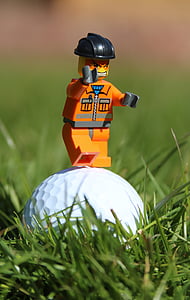 Golf, bola de golfe, com raiva, engraçado, homem brinquedo, homem, grama