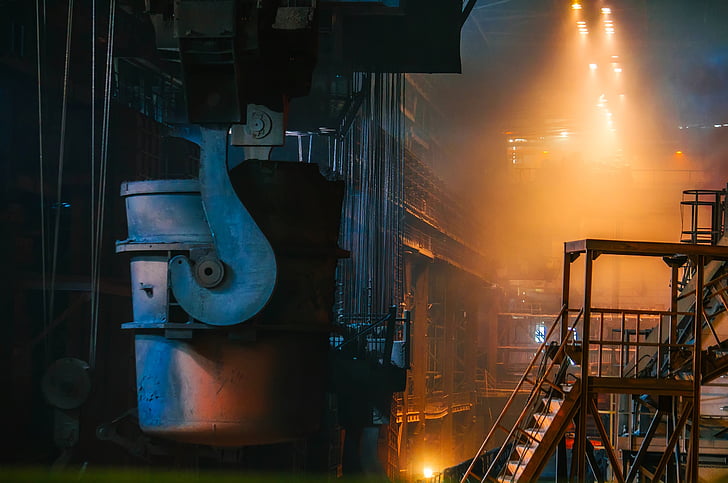 steel, manufacturing, molten, hot, inside, interior, factory