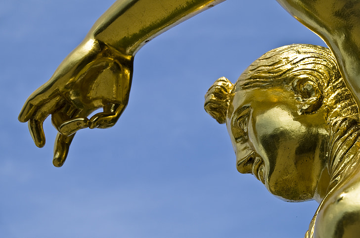 posąg, antyk, Hanower, Ogrody Herrenhäuser, Złoto, Złoty, Teatr ogrodowy