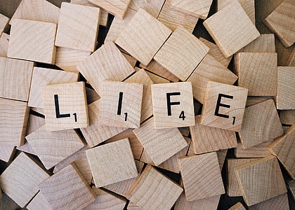life, scrabble, word, text, large group of objects, full frame, wood - material