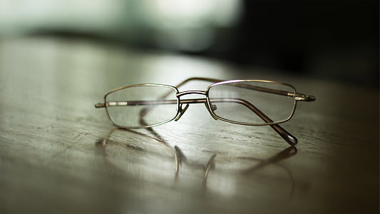 gris, emmarcat, vidre, lectura, ulleres, part superior, marró