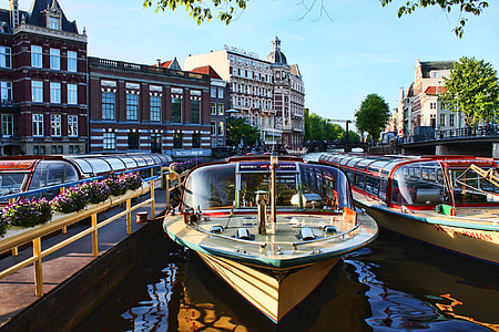 ville, bateaux, canal, urbain, paysage urbain, l’Europe, bâtiment