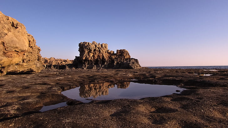 roca, agua, reflexión, naturaleza, piedra, paisaje, Costa