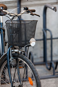 bicicleta, cesta, sino, roda, bicicleta, passeio, vintage