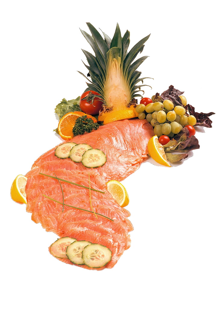 salmon, smoked, ice, fresh, fish, meat, article
