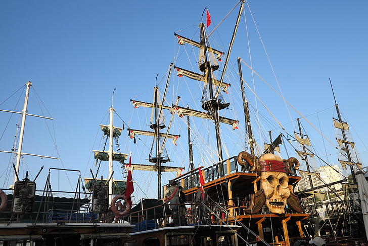 hamn, gånger, piratskepp, seglet, Sky, leksak, nautiska fartyg