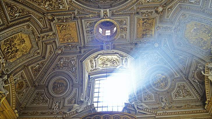 Petro bazilika, Vatikanas, Katalikų, bažnyčia, tikėjimas, šviesos spindulys, Dievas